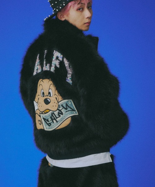 GALFY（ガルフィー）の「【GALFY】お金大好きファーブルゾン / 【ガルフィー】ロゴフェイクファーダブルジップジャケット（ブルゾン・メンズ・ベージュ/ブラウン/ブラック・L/XL）」の2枚目の写真