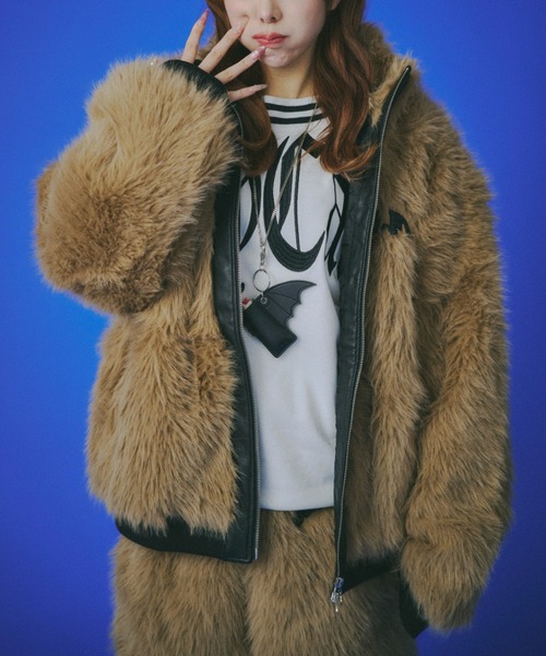 GALFY（ガルフィー）の「【GALFY】お金大好きファーブルゾン / 【ガルフィー】ロゴフェイクファーダブルジップジャケット（ブルゾン・メンズ・ベージュ/ブラウン/ブラック・L/XL）」の18枚目の写真