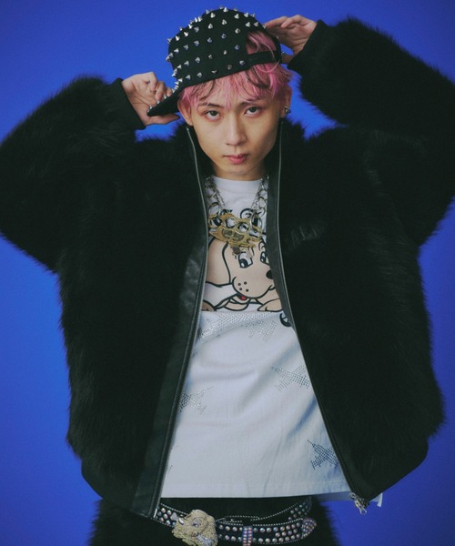 GALFY（ガルフィー）の「【GALFY】お金大好きファーブルゾン / 【ガルフィー】ロゴフェイクファーダブルジップジャケット（ブルゾン・メンズ・ベージュ/ブラウン/ブラック・L/XL）」の6枚目の写真