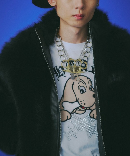 GALFY（ガルフィー）の「【GALFY】お金大好きファーブルゾン / 【ガルフィー】ロゴフェイクファーダブルジップジャケット（ブルゾン・メンズ・ベージュ/ブラウン/ブラック・L/XL）」の9枚目の写真