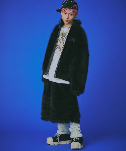 GALFY（ガルフィー）の「【GALFY】お金大好きファーブルゾン / 【ガルフィー】ロゴフェイクファーダブルジップジャケット（ブルゾン・メンズ・ベージュ/ブラウン/ブラック・L/XL）」の8枚目の写真