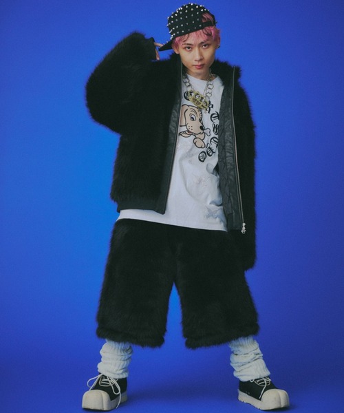 GALFY（ガルフィー）の「【GALFY】お金大好きファーブルゾン / 【ガルフィー】ロゴフェイクファーダブルジップジャケット（ブルゾン・メンズ・ベージュ/ブラウン/ブラック・L/XL）」の7枚目の写真