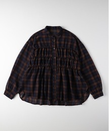 HONEYSUCKLE ROSE(ハニーサックルローズ)【レディース】【すっきり見え】シアーチェックブラウス(着丈長め/体型カバー/寒暖差対策/トレンド)