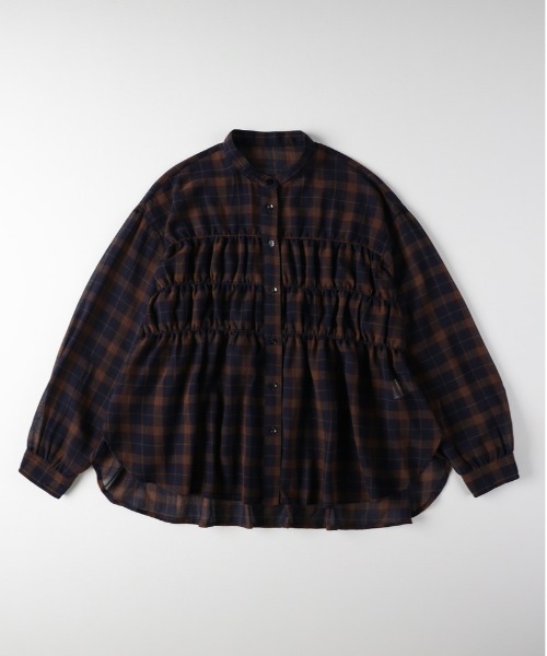 Right-on（ライトオン）の「【HONEYSUCKLE ROSE】シアーチェックブラウス（シャツ/ブラウス・レディース・ブラック/ブラウン/グリーン・S/M/L）」の3枚目の写真