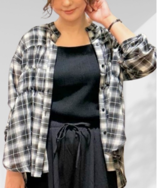 リンカブル　チェックシアーブラウス リンカブルチェックシアーブラウス