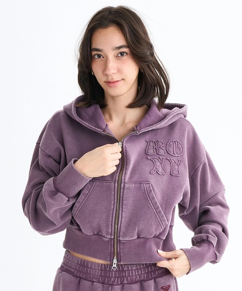 ROXY（ロキシー）の「YOLO ZIP /ロキシー空港コーデクロップド丈パッチワークロゴジップアップフーディー・パーカー(空港コーデ）（パーカー・レディース・ブラック/ピンク/グレー・SMALL/MEDIUM/LARGE）」の3枚目の写真
