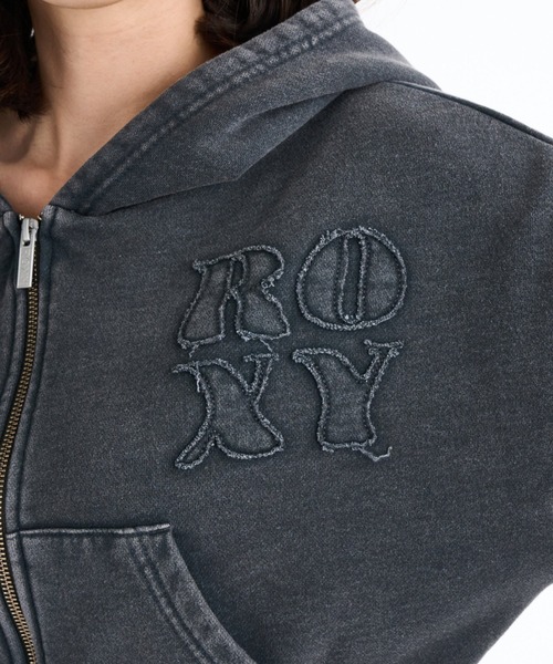 ROXY（ロキシー）の「YOLO ZIP /ロキシー空港コーデクロップド丈パッチワークロゴジップアップフーディー・パーカー(空港コーデ）（パーカー・レディース・ブラック/ピンク/グレー・SMALL/MEDIUM/LARGE）」の5枚目の写真