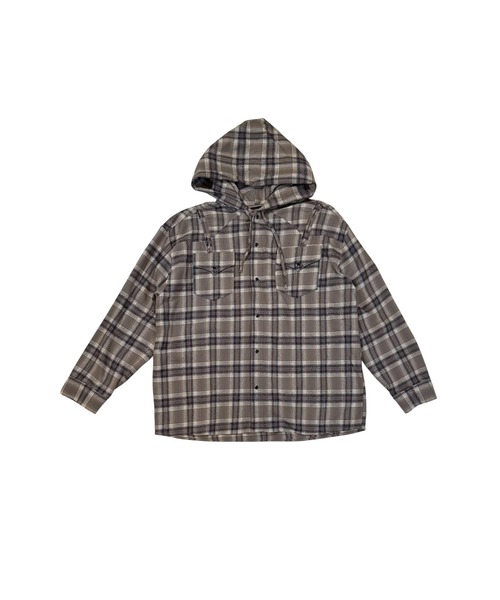 2wayオフショルフードチェックシャツ（シャツ/ブラウス）｜ACLENT