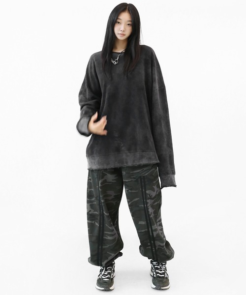 minsobi（ミンソビ）の「ヴィンテージウォッシュカットオフスウェット（スウェット・メンズ・ブラック・FREE）」の6枚目の写真