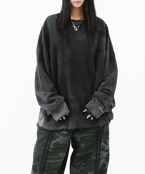 minsobi（ミンソビ）の「ヴィンテージウォッシュカットオフスウェット（スウェット・メンズ・ブラック・FREE）」の9枚目の写真