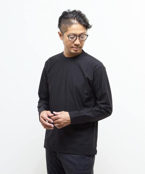 MEN'S MELROSE（メンズメルローズ）の「《WEB限定》フレッシュファイバー長袖ジャケT | 消臭（Tシャツ/カットソー・メンズ・ブラック/ホワイト・3/4/5/2）」の2枚目の写真