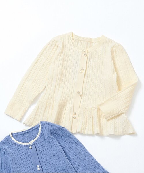 apres les cours(アプレレクール)の「【ジュニア対応】ニットカーディガン(カーディガン/ボレロ・キッズ・アイボリー/サックスブルー・80/90/100/110/120/130/140)」の2枚目の写真