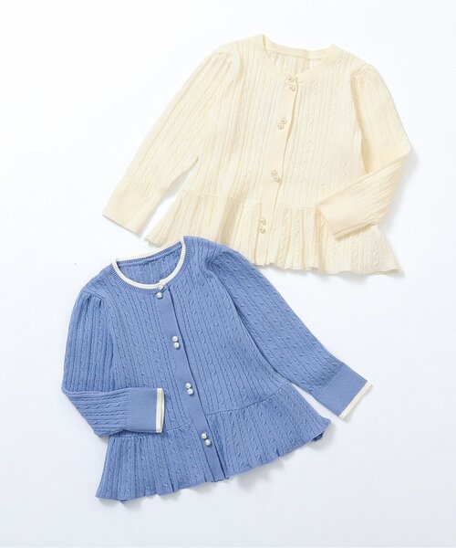 apres les cours(アプレレクール)の「【ジュニア対応】ニットカーディガン(カーディガン/ボレロ・キッズ・アイボリー/サックスブルー・80/90/100/110/120/130/140)」の5枚目の写真