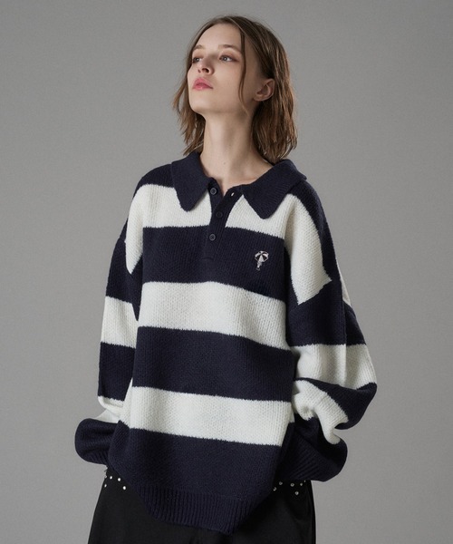 ONCILY(オンシェリー)の「ASSORT VOLUME KNIT POLO 25AW / アソートボリュームニットポロ(ニット/セーター・メンズ・ネイビー系/チャコールグレー/ブラック系その他/アイボリー/ブルー系その他/ネイビー/グリーン系その他/ホワイト系その他/ブラウン/ブラウン系その他/ブラウン系その他2/ネイビー系1・SMALL/LARGE/MEDIUM)」の12枚目の写真