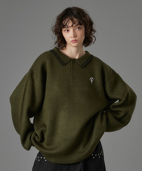 ONCILY(オンシェリー)の「ASSORT VOLUME KNIT POLO 25AW / アソートボリュームニットポロ(ニット/セーター・メンズ・ネイビー系/チャコールグレー/ブラック系その他/アイボリー/ブルー系その他/ネイビー/グリーン系その他/ホワイト系その他/ブラウン/ブラウン系その他/ブラウン系その他2/ネイビー系1・SMALL/LARGE/MEDIUM)」の8枚目の写真