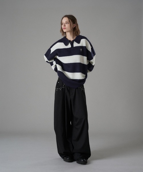 ONCILY(オンシェリー)の「ASSORT VOLUME KNIT POLO 25AW / アソートボリュームニットポロ(ニット/セーター・メンズ・ネイビー系/チャコールグレー/ブラック系その他/アイボリー/ブルー系その他/ネイビー/グリーン系その他/ホワイト系その他/ブラウン/ブラウン系その他/ブラウン系その他2/ネイビー系1・SMALL/LARGE/MEDIUM)」の20枚目の写真