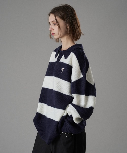 ONCILY(オンシェリー)の「ASSORT VOLUME KNIT POLO 25AW / アソートボリュームニットポロ(ニット/セーター・メンズ・ネイビー系/チャコールグレー/ブラック系その他/アイボリー/ブルー系その他/ネイビー/グリーン系その他/ホワイト系その他/ブラウン/ブラウン系その他/ブラウン系その他2/ネイビー系1・SMALL/LARGE/MEDIUM)」の15枚目の写真