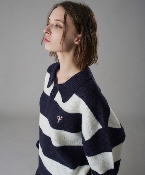 ONCILY(オンシェリー)の「ASSORT VOLUME KNIT POLO 25AW / アソートボリュームニットポロ(ニット/セーター・メンズ・ネイビー系/チャコールグレー/ブラック系その他/アイボリー/ブルー系その他/ネイビー/グリーン系その他/ホワイト系その他/ブラウン/ブラウン系その他/ブラウン系その他2/ネイビー系1・SMALL/LARGE/MEDIUM)」の16枚目の写真