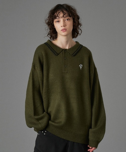 A.PRESSE 23AW ボーダーニットポロ 2 ベージュブラウン ONCILY セーター ニット ASSORT VOLUME KNIT POLO 25AW