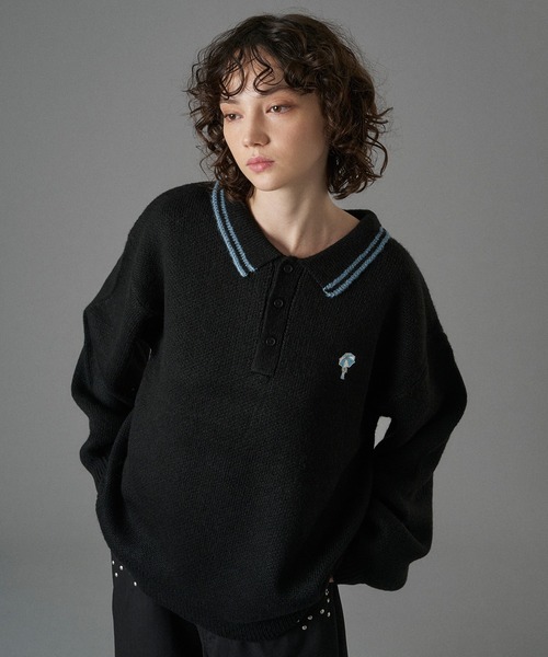 バトナー ウォッシュブルウール ニットポロ 1 ブラック バトナー ウォッシュブルウール ニットポロ 1 ブラック バトナー