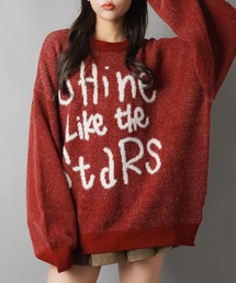 SPINNS | 体型カバーも◎ゆるロゴジャガードニット/手書き風ロゴ(ニット/セーター)