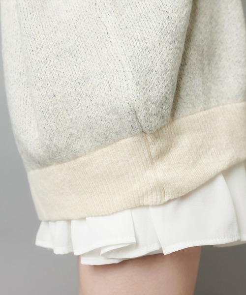 SPINNS（スピンズ）の「体型カバーも◎ゆるロゴジャガードニット/手書き風ロゴ（ニット/セーター・レディース・チャコール/ネイビー/ボルドー/アイボリー/グレー・ONESIZE）」の6枚目の写真