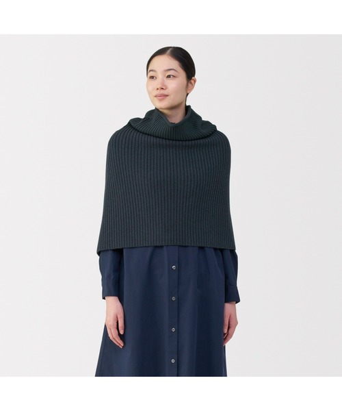 セール】首のチクチクを抑えたメリノウール混 ポンチョ（レインコート