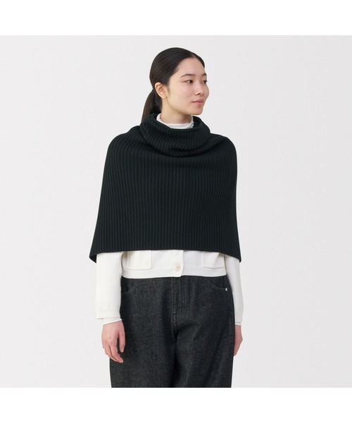 セール】首のチクチクを抑えたメリノウール混 ポンチョ（レインコート