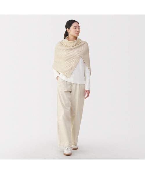 セール】首のチクチクを抑えたメリノウール混 ポンチョ（レインコート