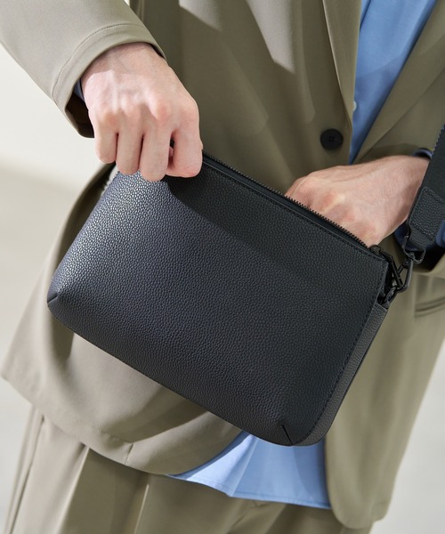 CITY TOKYO（シティトウキョウ）の「【CITY TOKYO/シティートーキョー】シュリンクレザーミニショルダー（ショルダーバッグ・メンズ・ブラック・FREE）」の3枚目の写真