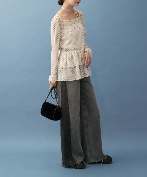 mystic（ミスティック）の「パネル切替デニム（デニムパンツ・レディース・ブラック・2/1）」の6枚目の写真