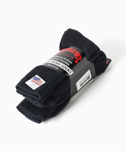 Railroad Sock(レイルロードソック)の「RAILROAD SOCK / レイルロードソック Crew Work (3pairs)(ソックス/靴下・メンズ・ホワイト/ブラック・FREE)」の3枚目の写真