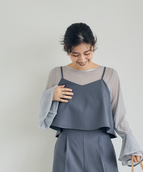 12Twelve Agenda（トゥエルブ　アジェンダ）の「ワイドパンツセットアップ（パンツドレス・レディース・グレー/ブラック/イエロー/ピンクベージュ・S/M）」の6枚目の写真