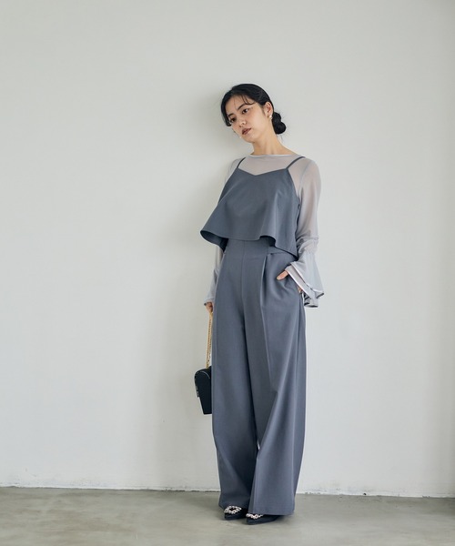 12Twelve Agenda（トゥエルブ　アジェンダ）の「ワイドパンツセットアップ（パンツドレス・レディース・グレー/ブラック/イエロー/ピンクベージュ・S/M）」の5枚目の写真