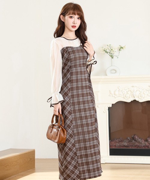 AODRESS アオドレス リネン チェック ロング ワンピース AODRESS アオドレス リネン チェック ロング ワンピース 楽天市場