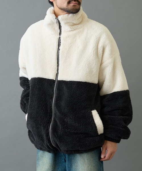 COLONY 2139(コロニートゥーワンスリーナイン)の「シャギーフリースBIGスタンドブルゾン(ブルゾン・メンズ・ブラック/ベージュ/ホワイト・MEDIUM/LARGE)」の2枚目の写真