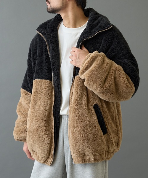 COLONY 2139(コロニートゥーワンスリーナイン)の「シャギーフリースBIGスタンドブルゾン(ブルゾン・メンズ・ブラック/ベージュ/ホワイト・MEDIUM/LARGE)」の5枚目の写真