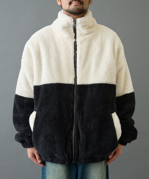 COLONY 2139(コロニートゥーワンスリーナイン)の「シャギーフリースBIGスタンドブルゾン(ブルゾン・メンズ・ブラック/ベージュ/ホワイト・MEDIUM/LARGE)」の13枚目の写真