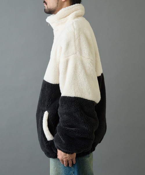 COLONY 2139(コロニートゥーワンスリーナイン)の「シャギーフリースBIGスタンドブルゾン(ブルゾン・メンズ・ブラック/ベージュ/ホワイト・MEDIUM/LARGE)」の14枚目の写真