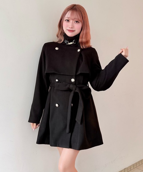 NOMAE（ノーマエ）の「ビットスタンドカラーミドルコート（その他アウター・レディース・ベージュ/ダークグレー/ブラック/アイボリー・FREE）」の3枚目の写真