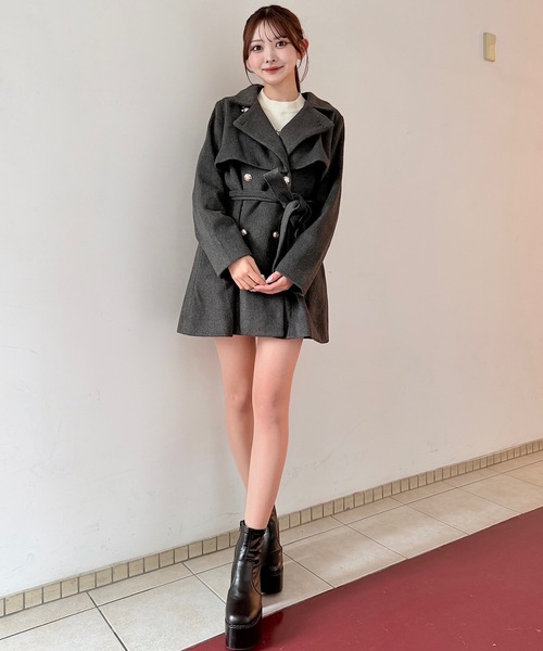 NOMAE（ノーマエ）の「ビットスタンドカラーミドルコート（その他アウター・レディース・ベージュ/ダークグレー/ブラック/アイボリー・FREE）」の19枚目の写真