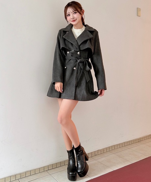 NOMAE（ノーマエ）の「ビットスタンドカラーミドルコート（その他アウター・レディース・ベージュ/ダークグレー/ブラック/アイボリー・FREE）」の20枚目の写真