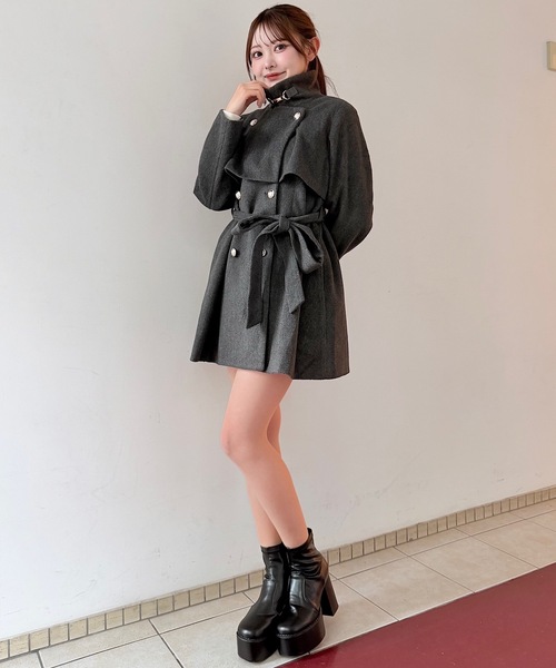 NOMAE（ノーマエ）の「ビットスタンドカラーミドルコート（その他アウター・レディース・ベージュ/ダークグレー/ブラック/アイボリー・FREE）」の21枚目の写真