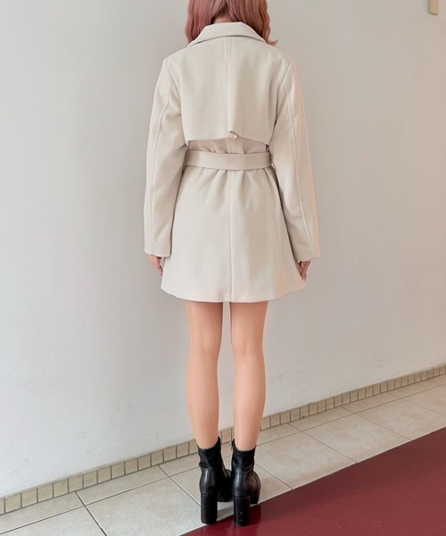 NOMAE（ノーマエ）の「ビットスタンドカラーミドルコート（その他アウター・レディース・ベージュ/ダークグレー/ブラック/アイボリー・FREE）」の10枚目の写真