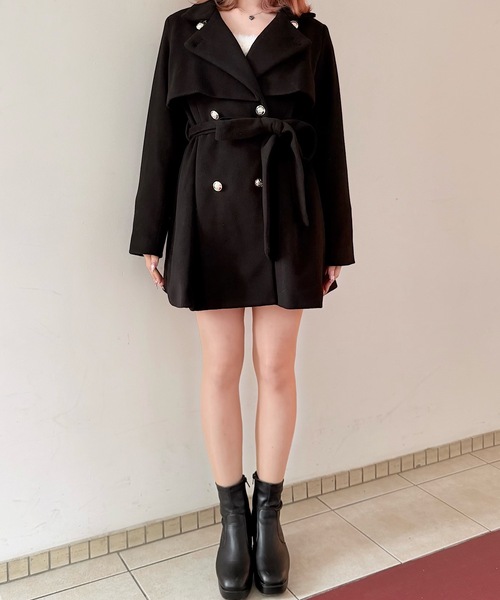 NOMAE（ノーマエ）の「ビットスタンドカラーミドルコート（その他アウター・レディース・ベージュ/ダークグレー/ブラック/アイボリー・FREE）」の16枚目の写真