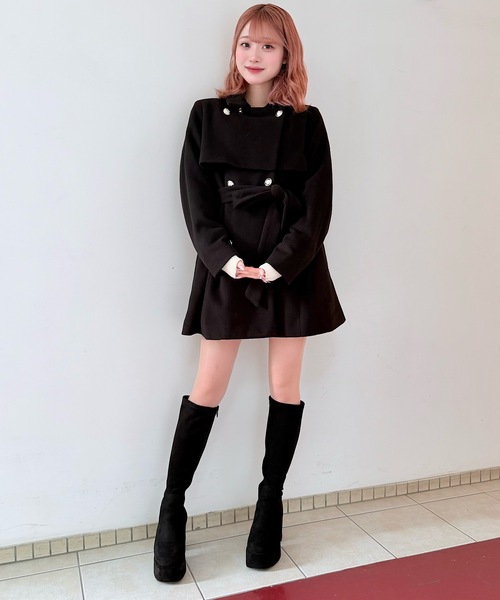 NOMAE（ノーマエ）の「ビットスタンドカラーミドルコート（その他アウター・レディース・ベージュ/ダークグレー/ブラック/アイボリー・FREE）」の14枚目の写真