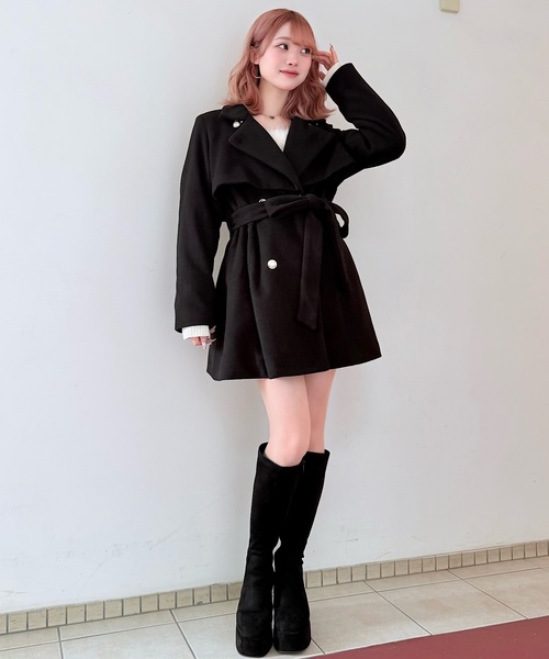 NOMAE（ノーマエ）の「ビットスタンドカラーミドルコート（その他アウター・レディース・ベージュ/ダークグレー/ブラック/アイボリー・FREE）」の15枚目の写真