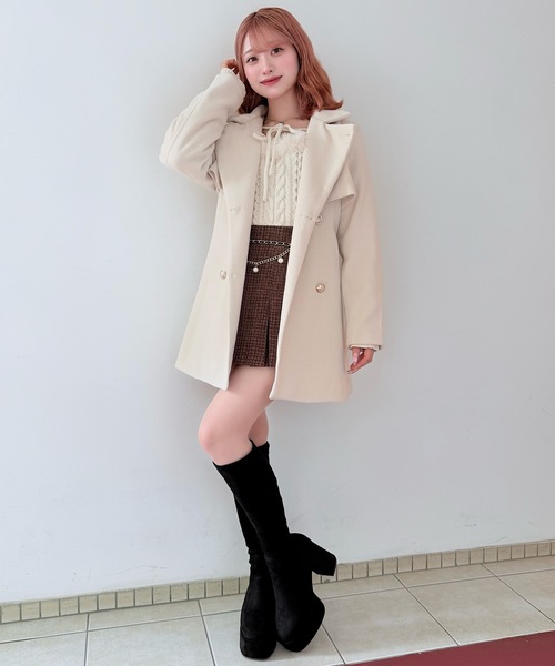 NOMAE（ノーマエ）の「ビットスタンドカラーミドルコート（その他アウター・レディース・ベージュ/ダークグレー/ブラック/アイボリー・FREE）」の5枚目の写真