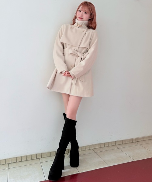 NOMAE（ノーマエ）の「ビットスタンドカラーミドルコート（その他アウター・レディース・ベージュ/ダークグレー/ブラック/アイボリー・FREE）」の7枚目の写真