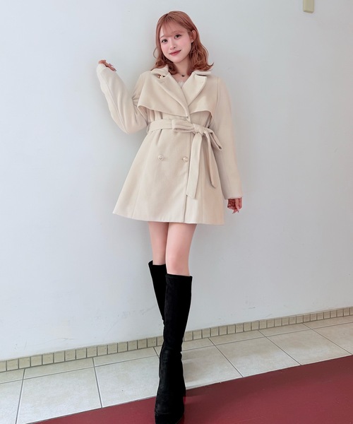 NOMAE（ノーマエ）の「ビットスタンドカラーミドルコート（その他アウター・レディース・ベージュ/ダークグレー/ブラック/アイボリー・FREE）」の6枚目の写真